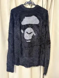 【新品未使用】A BATHING APE FACE KNIT L セーター 黒のサムネイル