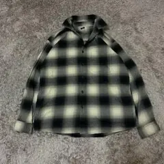 良品 XL オンブレチェックシャツ 大きいサイズ ユニクロ UNIQLO 白 黒