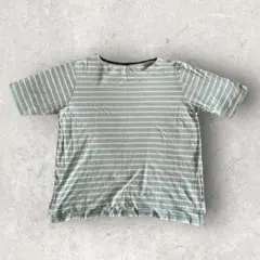 レディースTシャツ ボーダー柄シャツ クルーネックTシャツ (L) ライトブルー