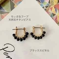 【ブラックスピネルのチタンフープピアス】3mm