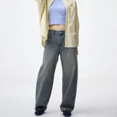 GU バレルレッグジーンズ丈標準　ブルー　M