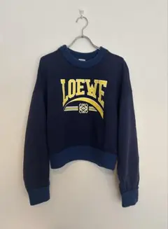 LOEWE ロエベ ロゴ刺繍 バイカラー クロップド スウェット グレー S