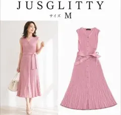 JUSGLITTY ジャスグリッティ リブニットワンピ ピンク 2のサムネイル