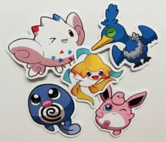 ポケモン シール 5点セット ジラーチ、プクリン、トゲキッス、ウッウ、ニョロモ