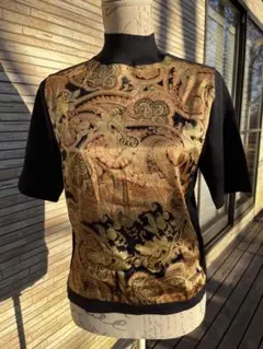 Morpheus マーファス　ペイズリー　半袖ニット　トップス　シルク　絹　毛のサムネイル