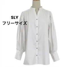 SLY スタンドカラー ボリュームスリーブ ブラウス シャツ 白 パフスリーブのサムネイル