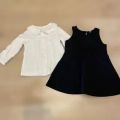 黒ワンピースと白のブラウス