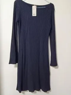 ユニクロ メリノブレンドワイドスリーブニットワンピース　M　新品　ネイビー　紺