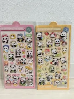 水入り ボンボンドロップシール ぷっくり 立体シール 2杖 パンダ