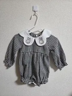 ミッフィー petit main ベビーロンパース 80 チェック プティマイン