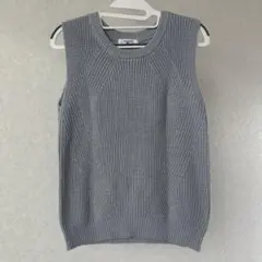 NATURAL BEAUTY BASIC ニットベスト グレー M ラメ 綿のサムネイル