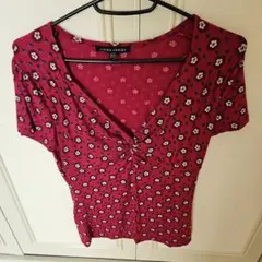 LAURA ASHLEY 花柄 半袖カットソー レッドのサムネイル