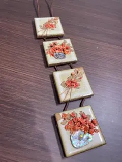 飾り物 花 オレンジ 4連