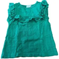 キッズ　グリーンフリル ノースリーブ タンクトップ　100cm110cm