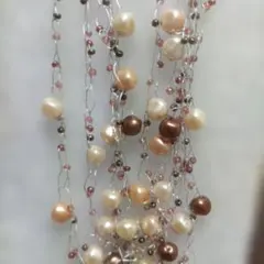 パール調ビーズロングネックレス