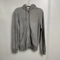 ユニクロ　グレー スウェット ジップ パーカー フード付き