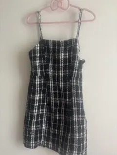 キャミワンピース ブラック・ホワイト チェック