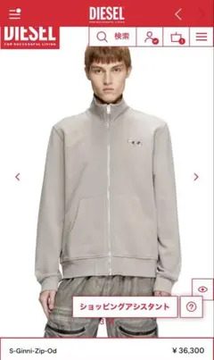 DIESEL S-Ginni-Zip-Od グレー ジャケット