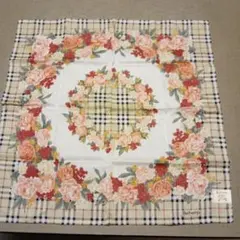 Burberrys チェック 花柄 ハンカチ 約52cm