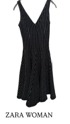 ZARA WOMAN ノースリーブ ひざ丈ワンピース ブラック ホワイト