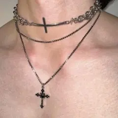 Y2K パンク ゴシック 十字架 クロス ネックレス チョーカー ユニセックス