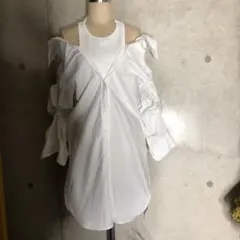 オフショルシャツレイヤードライクワンピース - メルカリ