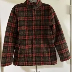 ユニクロ　フリースジャケット Lサイズ 黒赤チェック