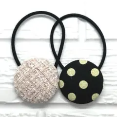 【416】ハンドメイド38mm くるみボタン　ヘアゴム