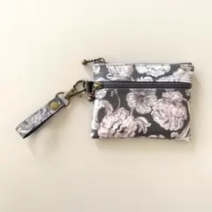 リバティダブルファスナーポーチ&キーホルダーセット〈アレキサンダーマーブル〉S