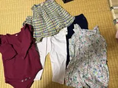 ベビー服セット（マルーン・チェック・花柄）