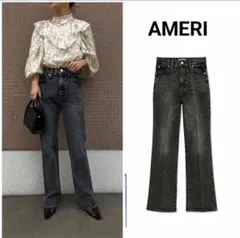 定価18150円　AMERI アメリ　フレアデニム　ブラック　W25のサムネイル