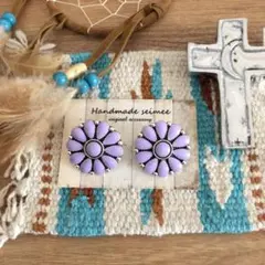 ラベンダー　フラワーコンチョピアス   lavender ネイティブピアス