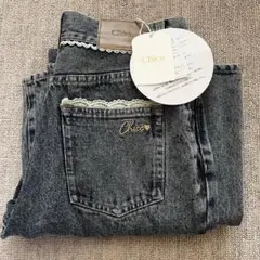 Chico レースデザインフレアデニム