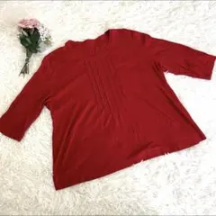 MISSEL ミゼール 【L】 七分袖 ピンタックデザイン カットソー 赤