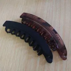 ヘアクリップ 2個セット ブラック ブラウン　バナナクリップ
