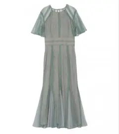 ラグナムーン　グリーン マキシドレス フレアスリーブ