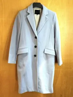 美品 BOSCH ボッシュ ウール100% チェスターコート アイスブルー 38