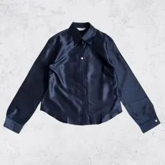 光沢 艶ブラック 長袖シャツ 黒 モード 夜職 バーテンダー