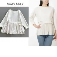 美品　RAW FUDGE ローファッジ　デザイン　ブラウス　長袖　Mサイズぐらい RAW FUDGE（ローファッジ）の「アシメパールデザインブラウス