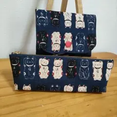 猫柄ポーチ＆ティッシュカバー