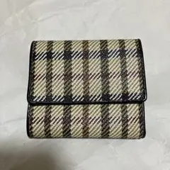 【ヴィンテージ】【DAKS / ダックス】 チェック柄 / レザー 三つ折り財布