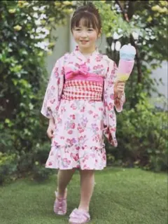 エニィファム　ショート丈 浴衣 セット　いちご柄