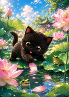 3枚で1200円】☆黒猫 ひまわり畑 イラスト - メルカリ