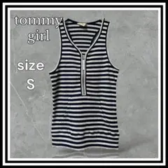 【tommy girl/トミーガール】 ボーダー タンクトップ ハーフジップ Sのサムネイル