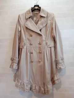 axes femme ベージュ ダブルブレスト コートM♪