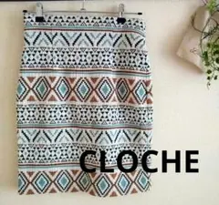 【クロシェ　CLOCHE】編みスカート　柄スカート　ブルー系　新品タグ付きのサムネイル