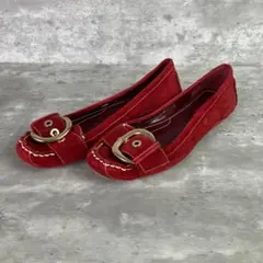 NINE WEST（25）フラットシューズ/赤/スエード/カジュアル/パンプスのサムネイル
