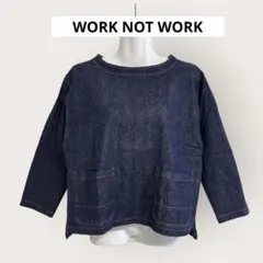 WORK NOT WORK デニム プルオーバー ブラウス ネイビー カットソー