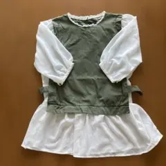 SM2 カーキ×ホワイト レース切替 チュニック
