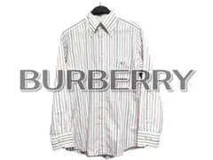 BURBERRY BLACK LABEL 刺繍ロゴ ストライプシャツ M 長袖